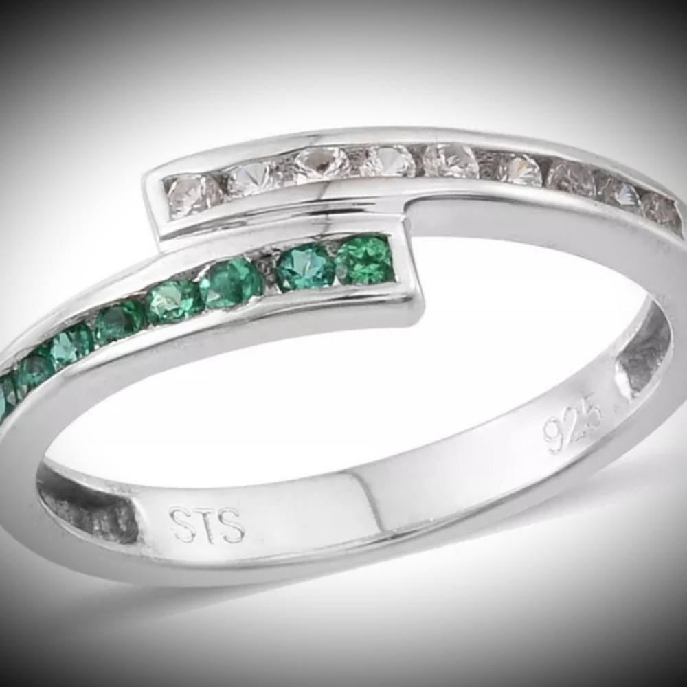 Emerald & White Sapphire Ring